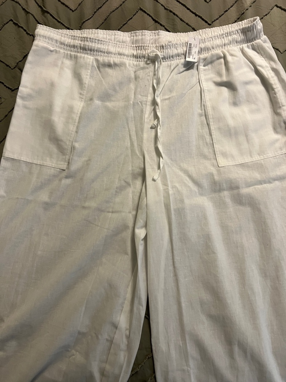 Aqua Women's White Straight-Leg Drawstring Pants